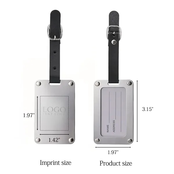 Leather Strap Stainless Steel Luggage Tag - Leather Strap Stainless Steel Luggage Tag - Image 2 of 4