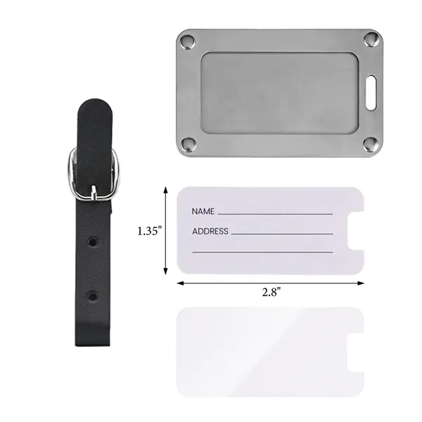 Leather Strap Stainless Steel Luggage Tag - Leather Strap Stainless Steel Luggage Tag - Image 3 of 4