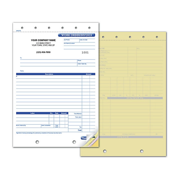 Work Order Invoice, Carbonless - Work Order Invoice, Carbonless - Image 0 of 1