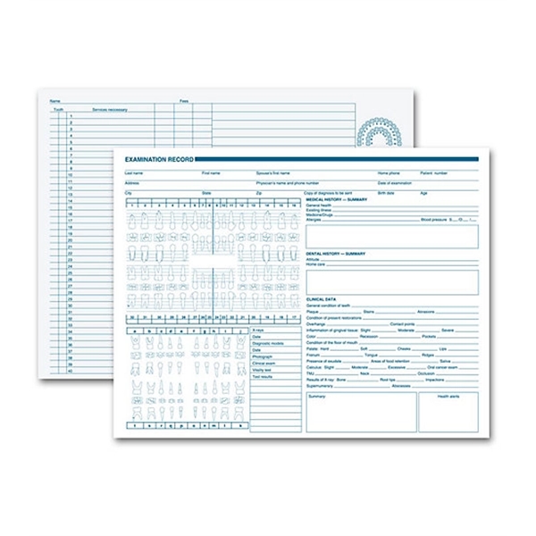 Dental Exam Record, Anatomic Diagrams, Horizontal Format - Dental Exam Record, Anatomic Diagrams, Horizontal Format - Image 0 of 1
