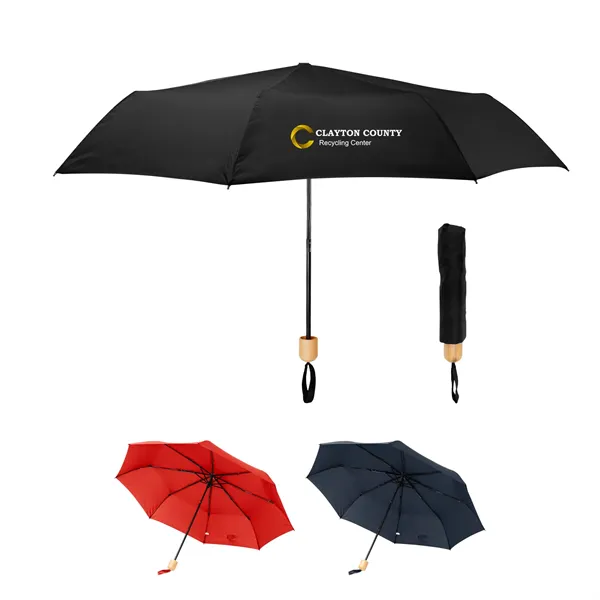 41" Arc Umbrella With 100% RPET Canopy & Bamboo Handle - 41" Arc Umbrella With 100% RPET Canopy & Bamboo Handle - Image 0 of 9