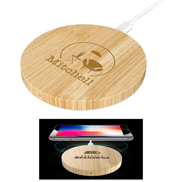 15W Round Bamboo Wireless Charger - 15W Round Bamboo Wireless Charger - Image 0 of 2