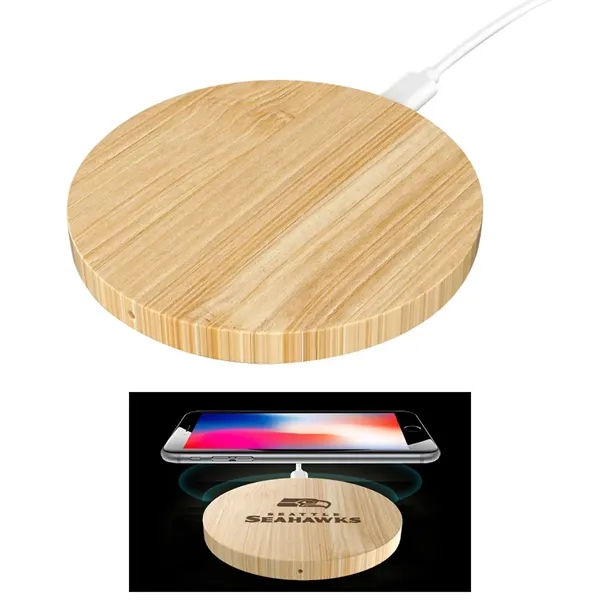 Custom 15W Round Bamboo Wireless Charger