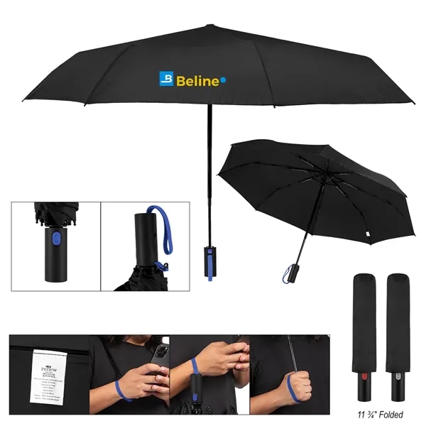 42" Arc rPET Telescopic Folding Umbrella - 42" Arc rPET Telescopic Folding Umbrella - Image 0 of 9