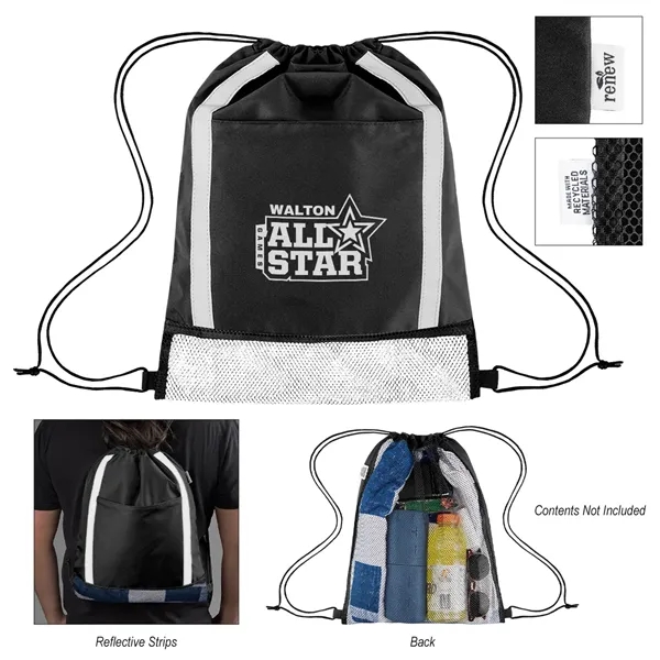 Custom Game Time rPET Reflective Drawstring Bag