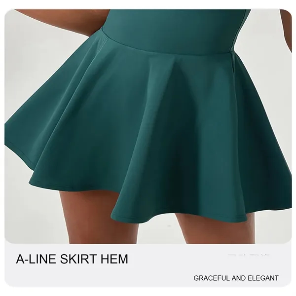 Halter-Neck One-Piece Lapel Tennis Dress - Halter-Neck One-Piece Lapel Tennis Dress - Image 3 of 5