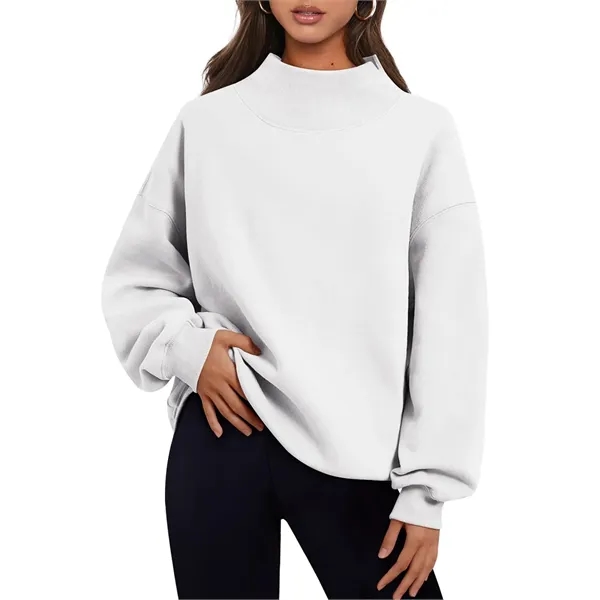 Promotional Women's Oversized Mock Neck Sweatshirt - Promotional Women's Oversized Mock Neck Sweatshirt - Image 2 of 13