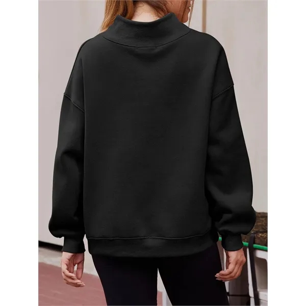 Promotional Women's Oversized Mock Neck Sweatshirt - Promotional Women's Oversized Mock Neck Sweatshirt - Image 3 of 13