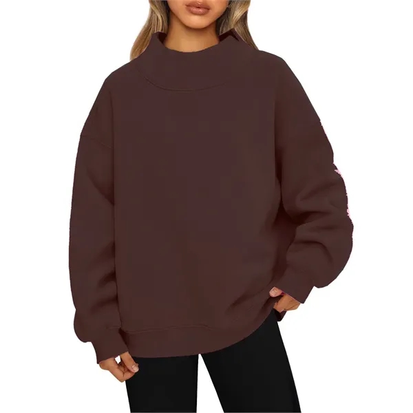 Promotional Women's Oversized Mock Neck Sweatshirt - Promotional Women's Oversized Mock Neck Sweatshirt - Image 4 of 13