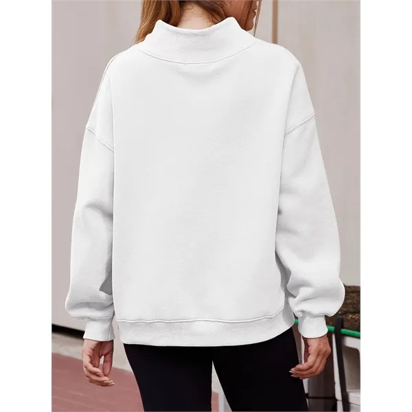 Promotional Women's Oversized Mock Neck Sweatshirt - Promotional Women's Oversized Mock Neck Sweatshirt - Image 5 of 13
