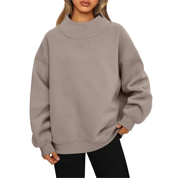 Promotional Women's Oversized Mock Neck Sweatshirt - Promotional Women's Oversized Mock Neck Sweatshirt - Image 6 of 13