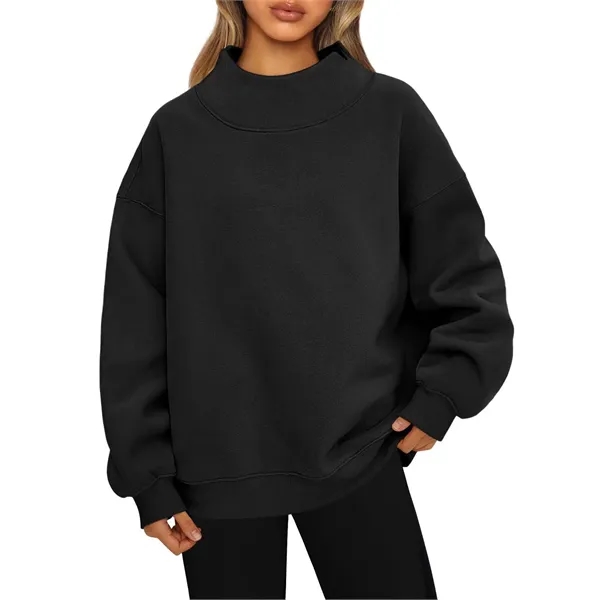 Promotional Women's Oversized Mock Neck Sweatshirt - Promotional Women's Oversized Mock Neck Sweatshirt - Image 8 of 13