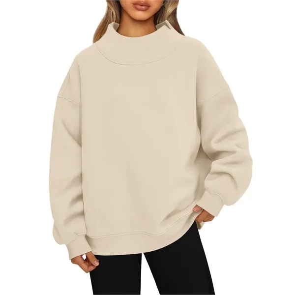 Promotional Women's Oversized Mock Neck Sweatshirt - Promotional Women's Oversized Mock Neck Sweatshirt - Image 9 of 13