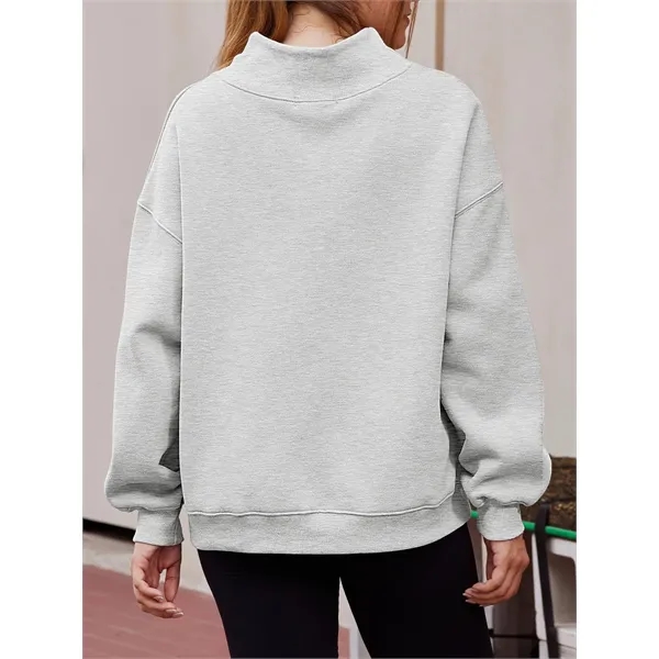 Promotional Women's Oversized Mock Neck Sweatshirt - Promotional Women's Oversized Mock Neck Sweatshirt - Image 10 of 13