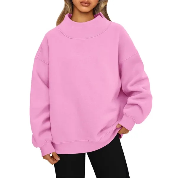 Promotional Women's Oversized Mock Neck Sweatshirt - Promotional Women's Oversized Mock Neck Sweatshirt - Image 11 of 13