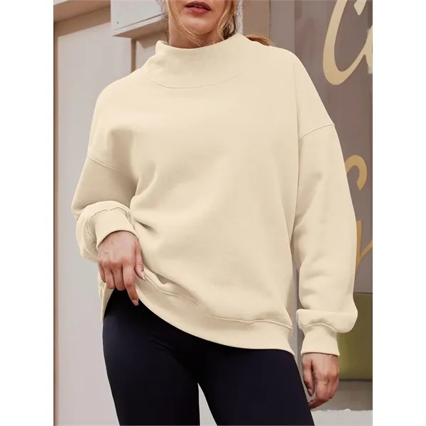 Promotional Women's Oversized Mock Neck Sweatshirt - Promotional Women's Oversized Mock Neck Sweatshirt - Image 12 of 13