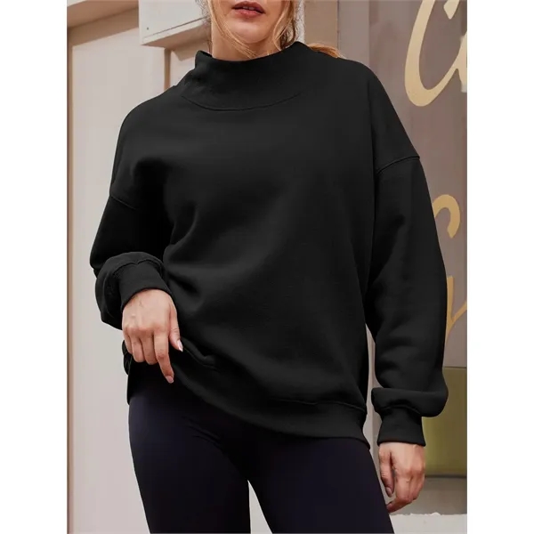 Promotional Women's Oversized Mock Neck Sweatshirt - Promotional Women's Oversized Mock Neck Sweatshirt - Image 13 of 13