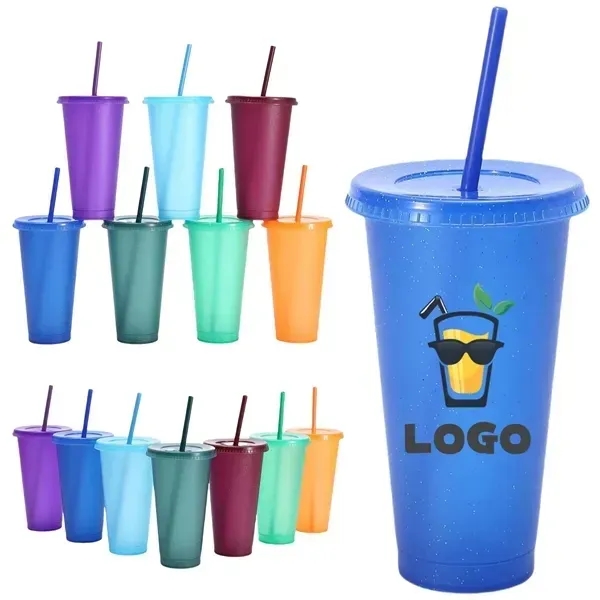 Shining Double Wall Plastic Straw Cup - Shining Double Wall Plastic Straw Cup - Image 0 of 15