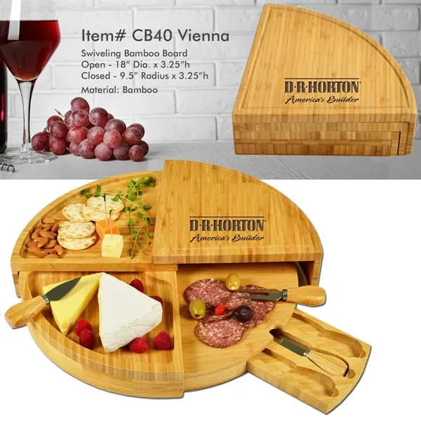 Patented Multi Level Bamboo Charcuterie Board -Large 18" Dia - Patented Multi Level Bamboo Charcuterie Board -Large 18" Dia - Image 1 of 7