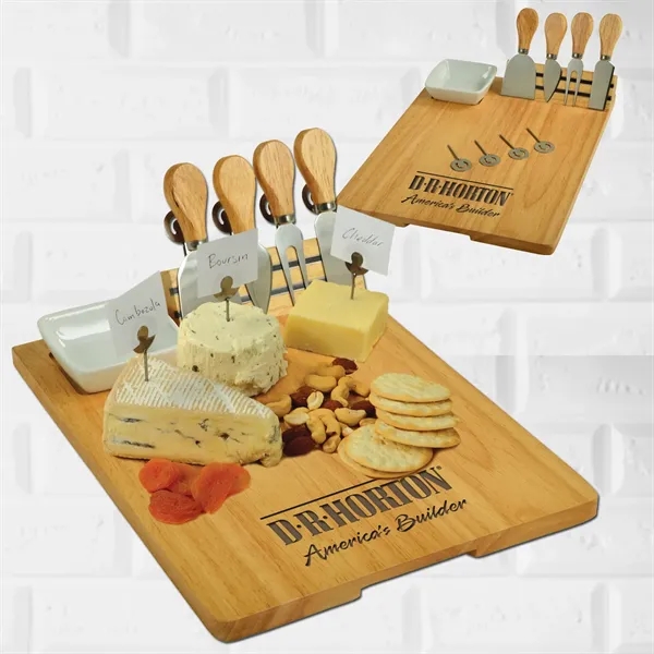 Hardwood Charcuterie Board with Knives Bowl & Markers - Hardwood Charcuterie Board with Knives Bowl & Markers - Image 0 of 5