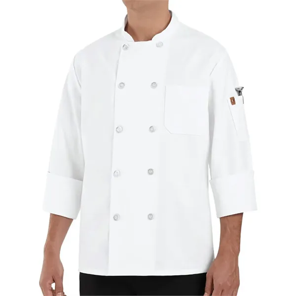 Chef Designs 100% Polyester Ten Pearl Button Chef Coat - Chef Designs 100% Polyester Ten Pearl Button Chef Coat - Image 0 of 1