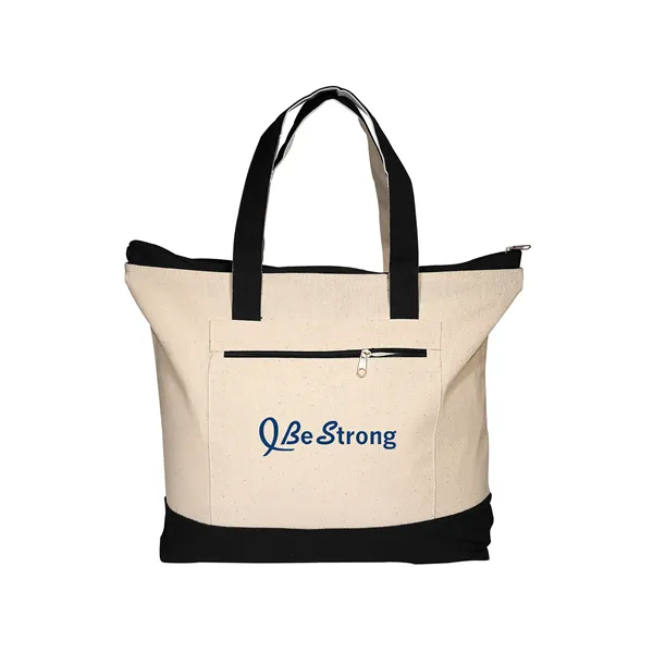 Zippered Cotton Canvas Tote Bag - Zippered Cotton Canvas Tote Bag - Image 1 of 8