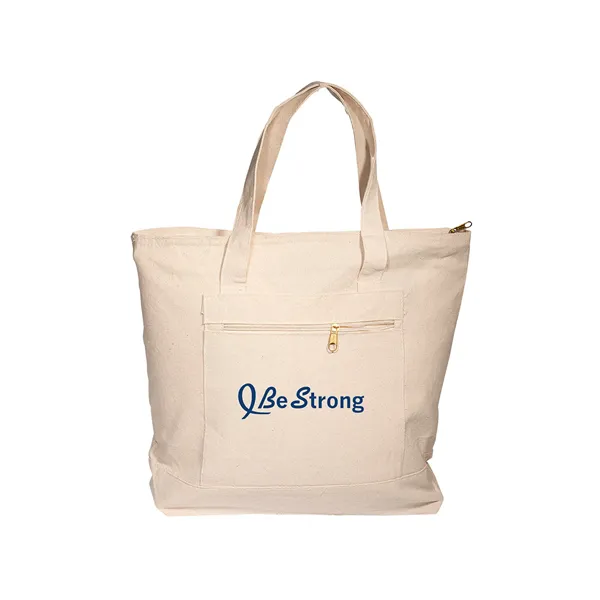 Zippered Cotton Canvas Tote Bag - Zippered Cotton Canvas Tote Bag - Image 6 of 8