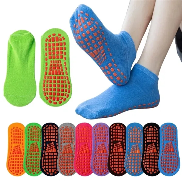 Cotton Non-Slip Silicone-Dot Yoga Ankle Socks - Cotton Non-Slip Silicone-Dot Yoga Ankle Socks - Image 0 of 5