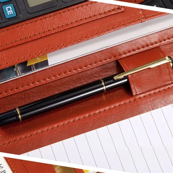 A4 PU Leather Portfolio w/ Calculator Compartments Pad Folio - A4 PU Leather Portfolio w/ Calculator Compartments Pad Folio - Image 2 of 12