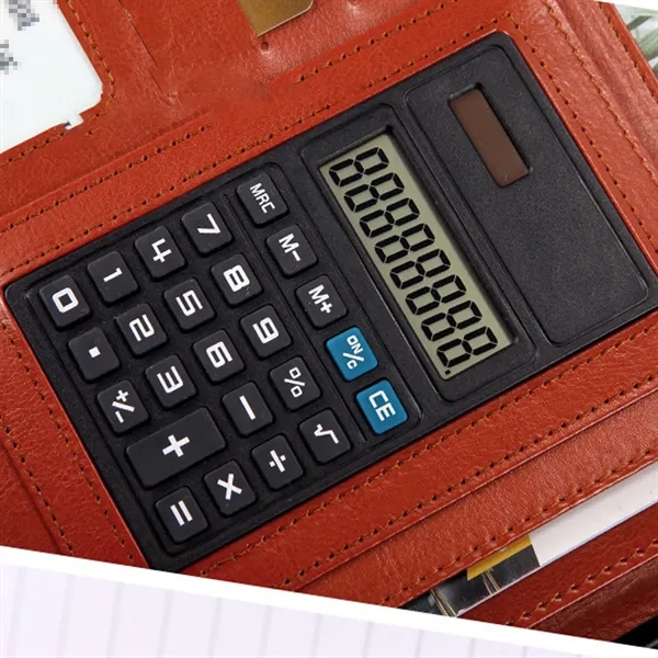 A4 PU Leather Portfolio w/ Calculator Compartments Pad Folio - A4 PU Leather Portfolio w/ Calculator Compartments Pad Folio - Image 3 of 12