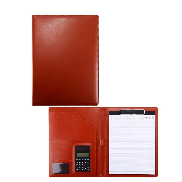 A4 PU Leather Portfolio w/ Calculator Compartments Pad Folio - A4 PU Leather Portfolio w/ Calculator Compartments Pad Folio - Image 8 of 12