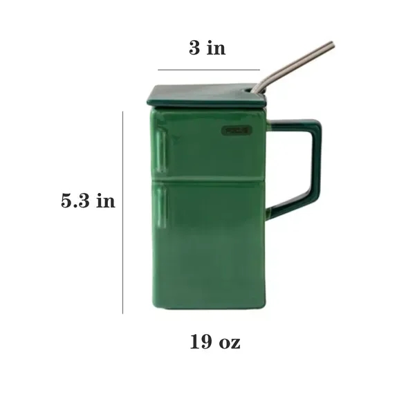 19oz Refrigerator Shaped Ceramic Mug with Straw - 19oz Refrigerator Shaped Ceramic Mug with Straw - Image 1 of 1