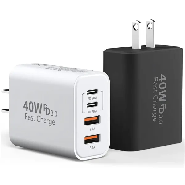 40W 4-Port USB C Fast Charger Block - 40W 4-Port USB C Fast Charger Block - Image 0 of 4