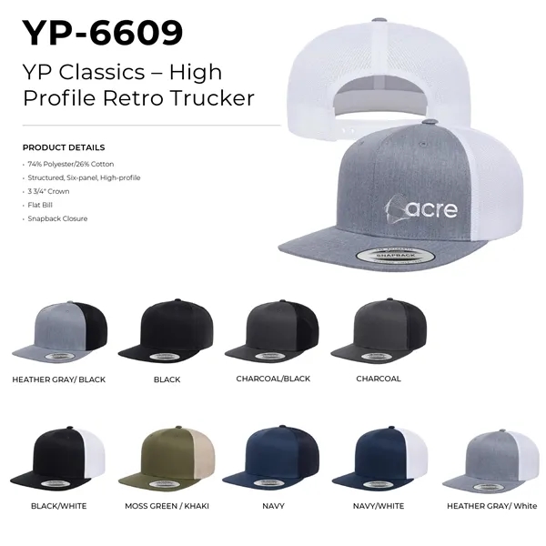 Yupoong 6609 YP Classics High Profile Retro Trucker - Yupoong 6609 YP Classics High Profile Retro Trucker - Image 2 of 26