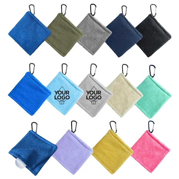 Multifunctional Golf Towel Bag with Carabiner Clip - Multifunctional Golf Towel Bag with Carabiner Clip - Image 0 of 15