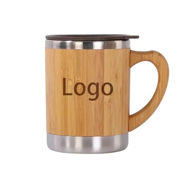 Double-Wall Exterior Bamboo Interior Stainless Handled Mug - Double-Wall Exterior Bamboo Interior Stainless Handled Mug - Image 0 of 2