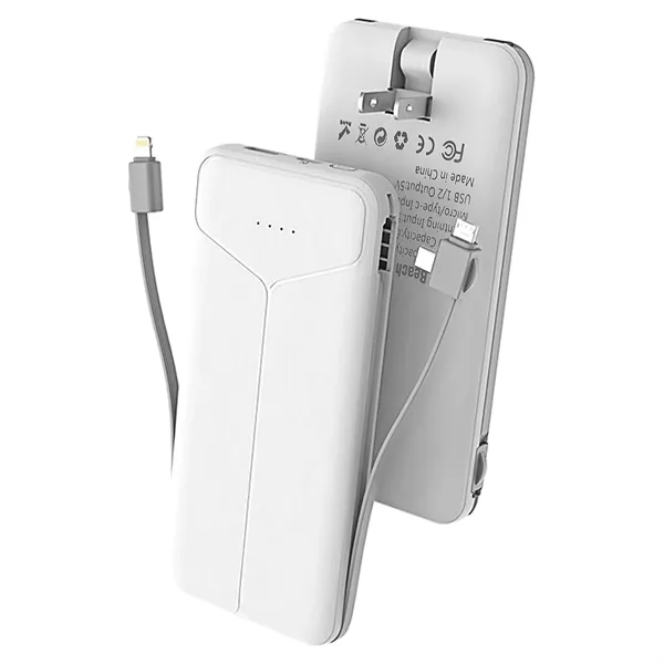 10000 mAh Power Bank with Built-in Cables - 10000 mAh Power Bank with Built-in Cables - Image 2 of 2