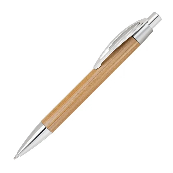 Bamboo-I Retractable Eco-Friendly Pens with Chrome Trims - Bamboo-I Retractable Eco-Friendly Pens with Chrome Trims - Image 2 of 2