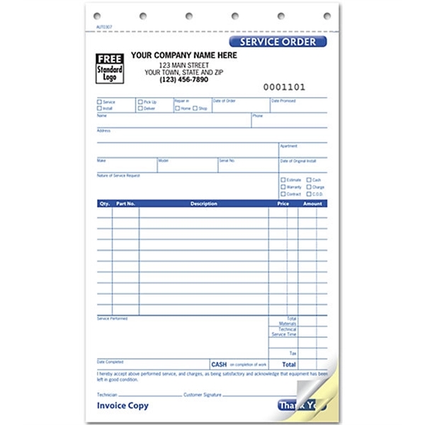 Service Orders, Carbonless, Small - Service Orders, Carbonless, Small - Image 0 of 0