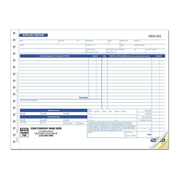 Repair Orders With Key Tag, Carbonless - Repair Orders With Key Tag, Carbonless - Image 0 of 1