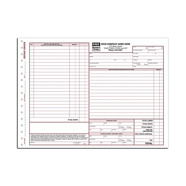 Repair Orders, Carbonless - Repair Orders, Carbonless - Image 1 of 1