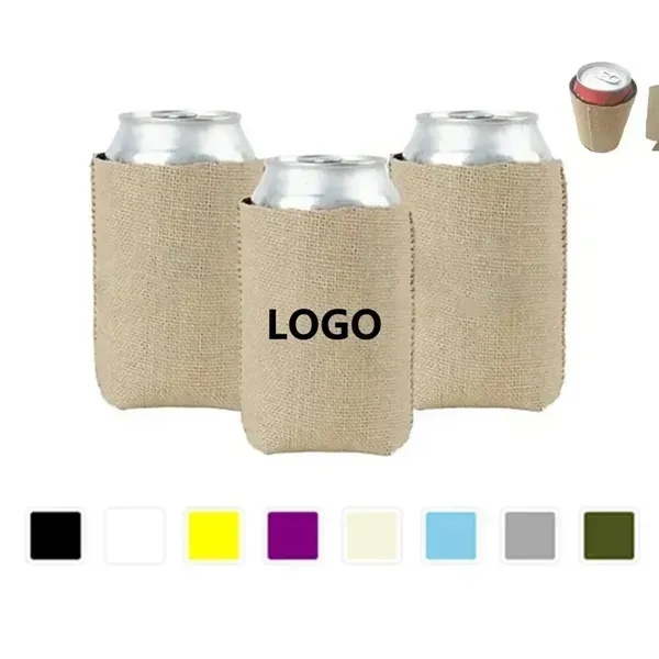 Burlap with Neoprene Can Cooler - Burlap with Neoprene Can Cooler - Image 0 of 2