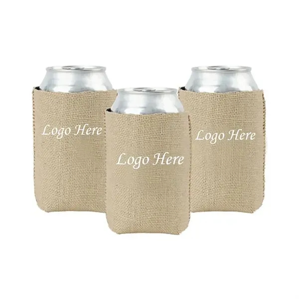 Burlap with Neoprene Can Cooler - Burlap with Neoprene Can Cooler - Image 1 of 2