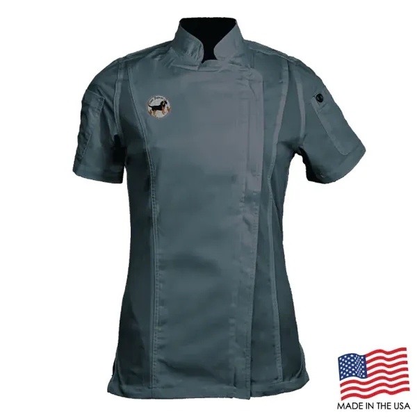 Women's Short Sleeve Modern Chef Coat - Women's Short Sleeve Modern Chef Coat - Image 3 of 7