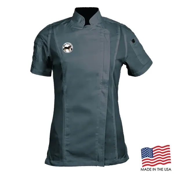 Women's Short Sleeve Modern Chef Coat - Women's Short Sleeve Modern Chef Coat - Image 2 of 7