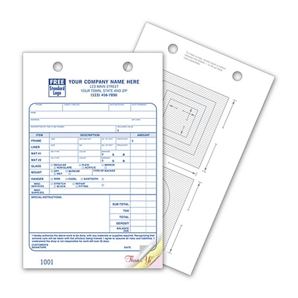 Picture Framing Register Forms, Large, Classic, Carbonless