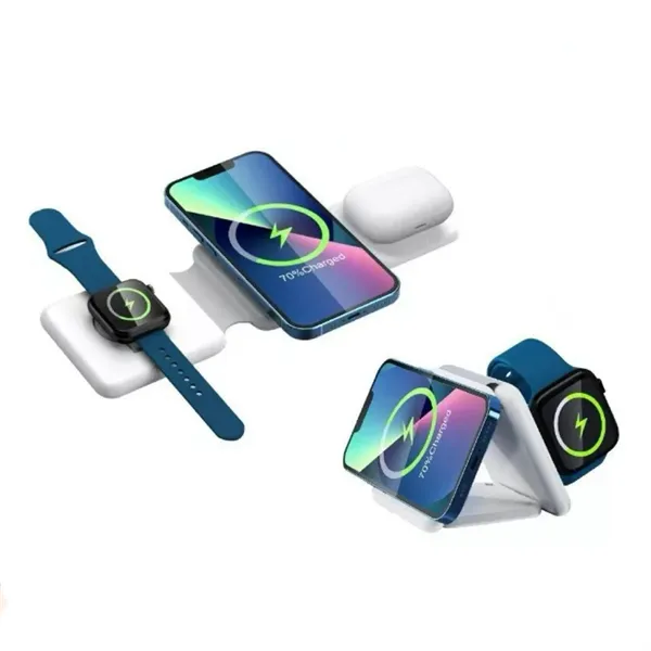 5W 3-in-1 Magnetic Wireless Charger with Foldable Qi Stand - 5W 3-in-1 Magnetic Wireless Charger with Foldable Qi Stand - Image 0 of 5
