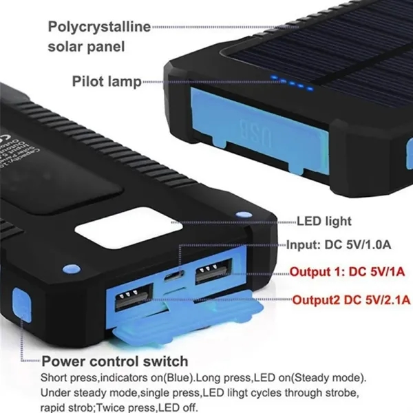 20000mAh Outdoor Waterproof Solar Charger Power Bank - 20000mAh Outdoor Waterproof Solar Charger Power Bank - Image 4 of 8