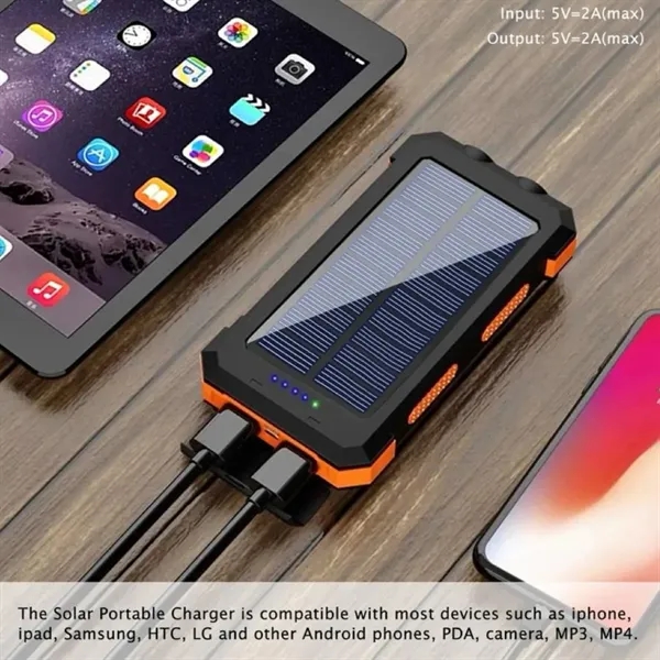 20000mAh Outdoor Waterproof Solar Charger Power Bank - 20000mAh Outdoor Waterproof Solar Charger Power Bank - Image 6 of 8