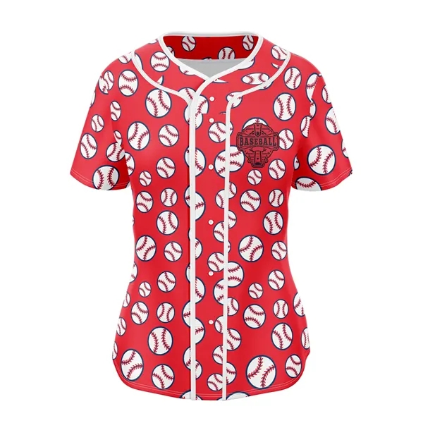 Women's Sublimation Full-Button Baseball Jersey - Birdseye - Women's Sublimation Full-Button Baseball Jersey - Birdseye - Image 4 of 4